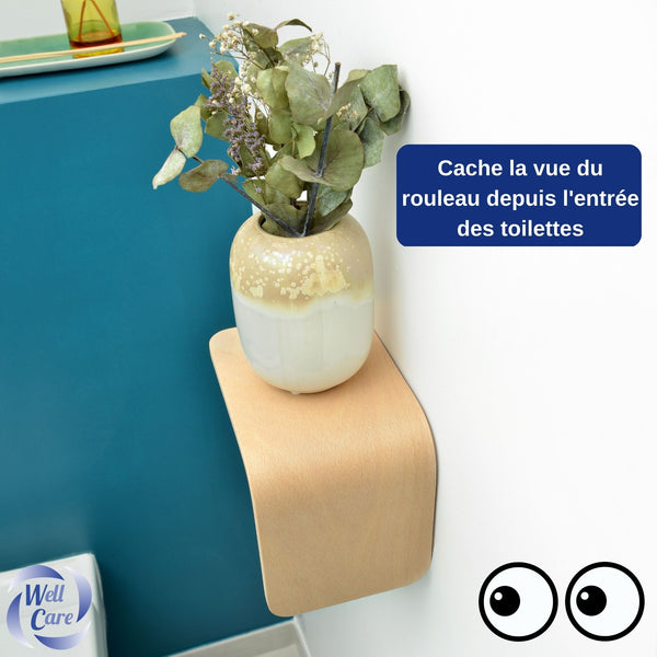 Porte papier toilette en bois avec étagère -  France